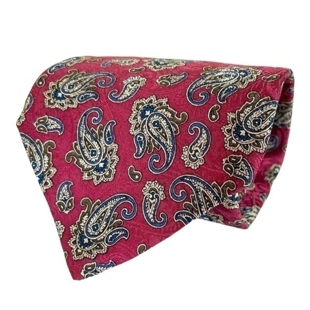 Vintage Liberty of London Red Paisley Woven Silk Necktie Tie